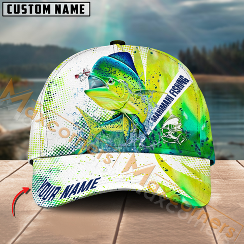 Maxcorners Mahi-Mahi Fishing Skinfish Water Sport Pattern Multicolor Personalized Name 3D Cap