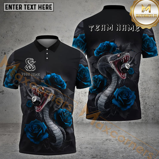 Maxcorners Rose King Croba 8 Ball Billiard Jersey Multicolor Options Personalized Name, Team Name 3D Shirt (4 Colors)