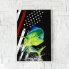 Maxcorners Mahi Mahi Fishing Vibrant Color Splash American Flag Design Personalized Name 3D Poster