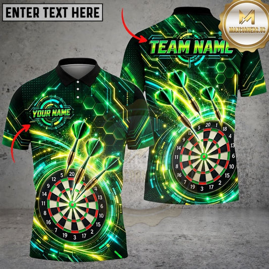 Maxcorners Darts Cyber Electric Honeycomb Grid Flying Darts Target Board Graphic Multicolor Customized Name, Team Name 3D Shirts