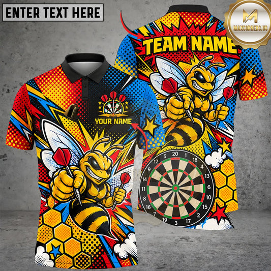 Maxcorners Darts Colorful Cartoon Graffiti Orange Blue Dartboard Personalized Name 3D Unisex Shirt