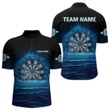 Maxcorners Men’s Personalized Darts Shirts With Navy Ocean, Stars Sky And Glowing Dartboard LM1605