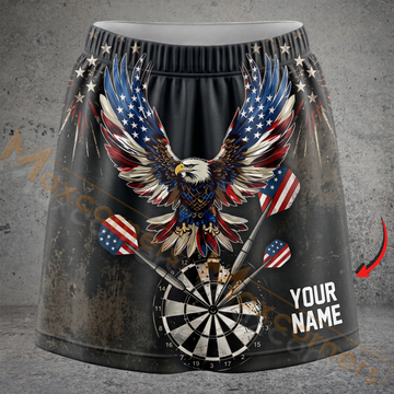 Maxcorners Darts American Flag Bald Eagle Dartboard Personalized 3D Skirts With Shorts