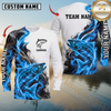 Maxcorners Fishing Blue Flame Smoke Design Sun Protection Personalized Name, Team Name Long Sleeve Shirt