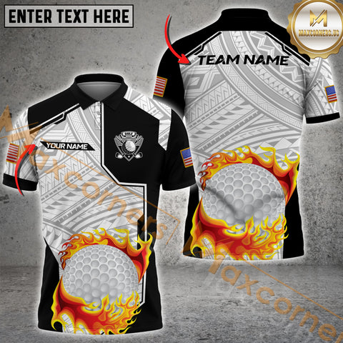 Maxcorners American Flag Golf Black & White Tribal Style Team Jersey Personalized Name, Team Name 3D Shirt