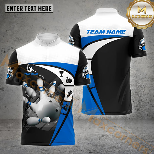 Maxcorners Bowling Ball Modern Black & White Multicolor Options Personalized Name, Team Name 3D Shirt (4 Colors)