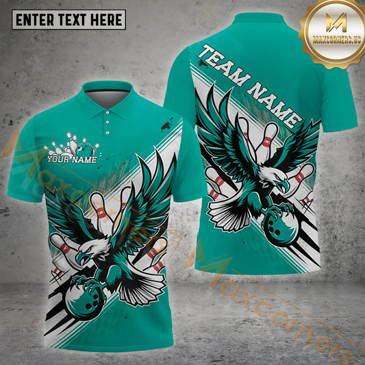 Maxcorners Bowling Ball Eagle Multicolor Options Personalized Name, Team Name 3D Shirt (4 Colors)