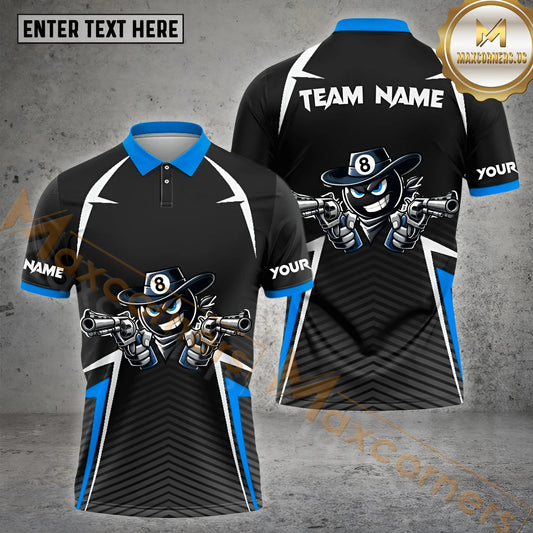 Maxcorners 8 Ball Billiard Line Pattern Jersey Multicolor Options Personalized Name, Team Name 3D Shirt (4 Colors)