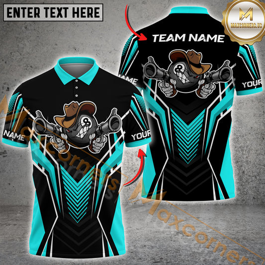 Maxcorners 8 Ball Gunny Premium Billiard Jersey Multicolor Options Personalized Name, Team Name 3D Shirt (4 Colors)