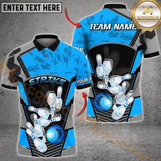 Maxcorners Metal Pattern Bowling Jersey Multicolor Options Personalized Name, Team Name 3D Shirt (4 Colors)
