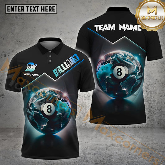 Maxcorners Billiard Ball 8 Earth Pattern Multicolor Options Personalized Name, Team Name 3D Shirt (4 Colors)