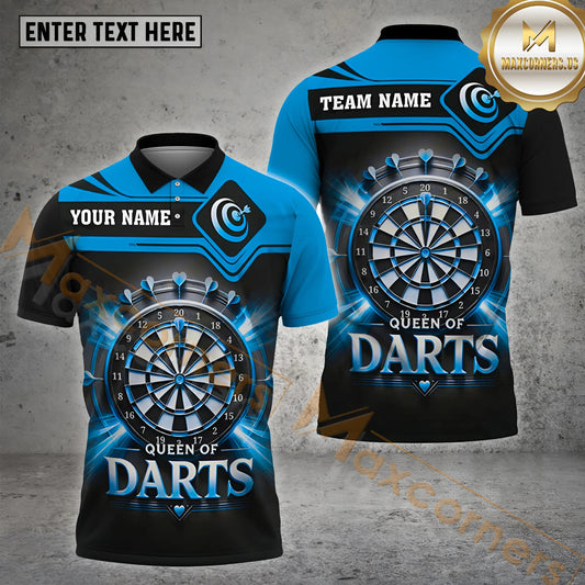 Maxcorners Queen Of Darts Jersey Multicolor Option Customized Name, Team Name 3D Polo Shirt (4 Colors)