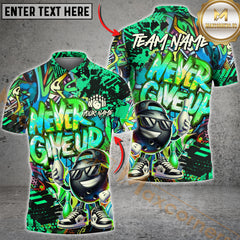 Maxcorners Funny Never Give Up Graffiti Pattern Bowling Game Jersey Multicolor Options Personalized Name, Team Name 3D Shirt (4 Colors)