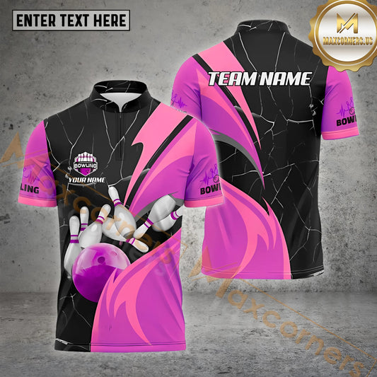 Maxcorners Strike Force Bowling Shirt Jersey Multicolor Options Personalized Name, Team Name 3D Shirt (4 Colors)