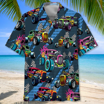 Maxcorners Crazy Hot Rod Drag Racing Hawaiian Shirt