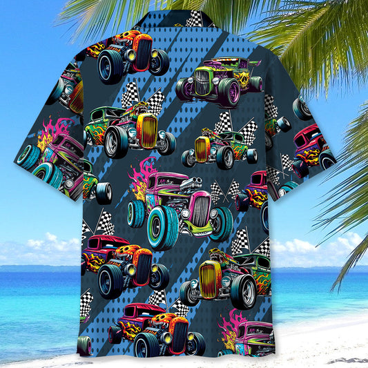 Maxcorners Crazy Hot Rod Drag Racing Hawaiian Shirt