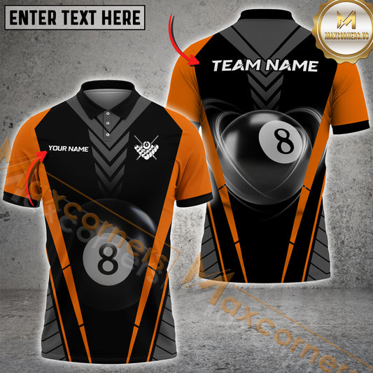 Maxcorners 8 Ball Billiard Jersey Multicolor Options Personalized Name, Team Name 3D Shirt (4 Colors)