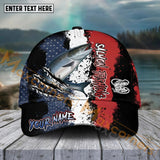 Maxcorners Salmon Fishing Paint Scratch American Flag Pattern Sport Pattern Personalized Name 3D Cap MT173