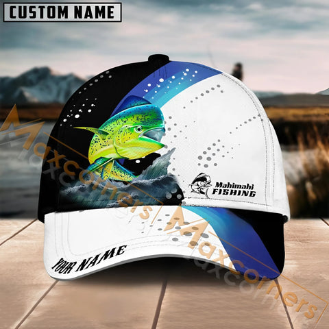 Maxcorners Mahi-Mahi Fishing Blue Camo Sport Pattern Personalized Name 3D Cap