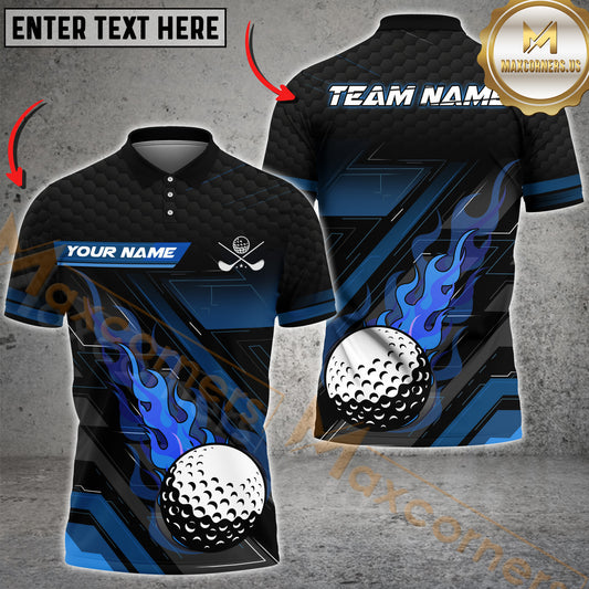 Maxcorners Flame Golf Ball Golf Texure Sport Jersey Pattern  Multicolor Options Personalized Name, Team Name 3D Shirt (4 Colors)