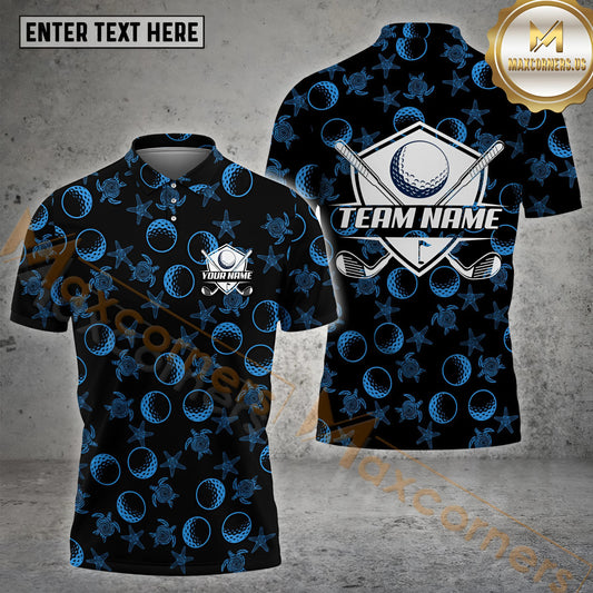 Maxcorners Tropical Ocean Inspired Golf Sport Jersey Pattern  Multicolor Options Personalized Name, Team Name 3D Shirt (4 Colors)