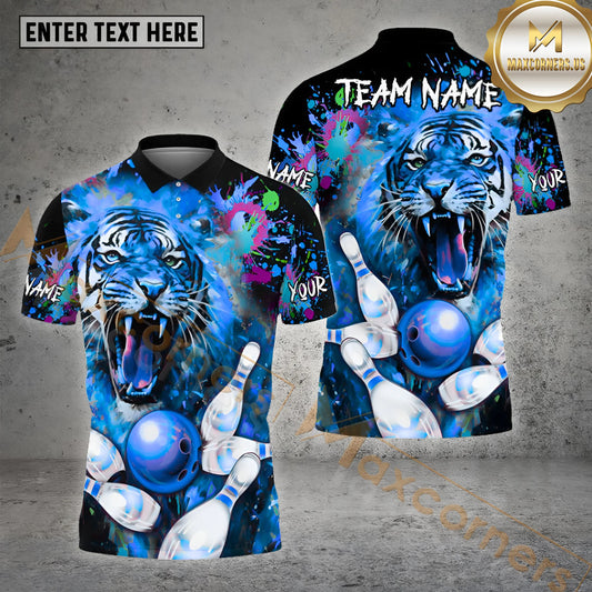 Maxcorners Tiger Bowling Sport Jersey Pattern  Multicolor Options Personalized Name, Team Name 3D Shirt (4 Colors)
