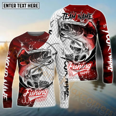 Maxcorners Walleye Fishing Dark Red Skin Pattern Sport Custom Name & Team Name 3D Shirts