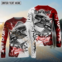 Maxcorners Mahi-Mahi Fishing Dark Red Skin Pattern Sport Custom Name & Team Name 3D Shirts