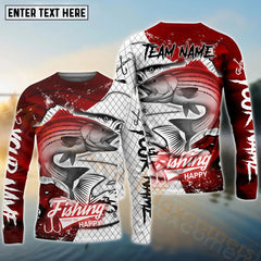 Maxcorners Striped Bass Fishing Dark Red Skin Pattern Sport Custom Name & Team Name 3D Shirts