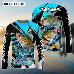 Maxcorners Walleye Fishing Black Blue Scratch Pattern Sport Custom Name & Team Name 3D Shirts