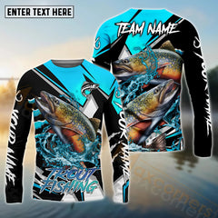 Maxcorners Trout Fishing Black Blue Scratch Pattern Sport Custom Name & Team Name 3D Shirts
