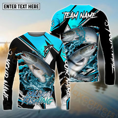 Maxcorners Salmon Fishing Black Blue Scratch Pattern Sport Custom Name & Team Name 3D Shirts