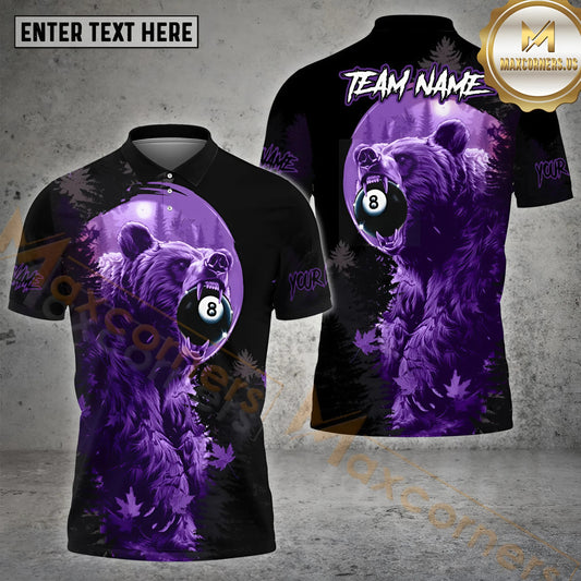 Maxcorners 8 Ball Bear Forest Billiard Jersey Multicolor Options Personalized Name, Team Name 3D Shirt (4 Colors)