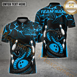 Maxcorners Black Snake Bowling Shirt With Flames Multicolor Options Personalized Name, Team Name 3D Shirt (4 Colors)