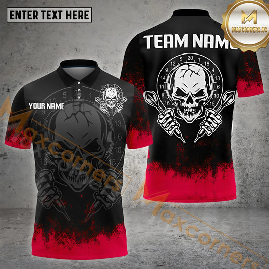 Maxcorners Darts Skull Dark Flame Multicolor Options Personalized Name, Team Name 3D Shirt (4 Colors)