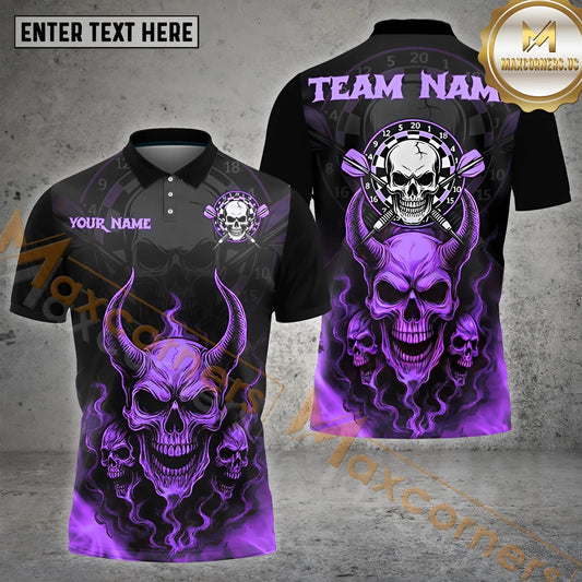 Maxcorners Darts Demon Skull Fire Multicolor Options Personalized Name, Team Name 3D Shirt (4 Colors)