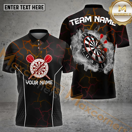 Maxcorners Darts Lightning Bolt Smoke Multicolor Options Personalized Name, Team Name 3D Shirt (4 Colors)