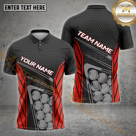 Maxcorners Billiards Shirt Tech Hex Pattern Ball Stack Multicolor Options Personalized Name, Team Name 3D Shirt (4 Colors)