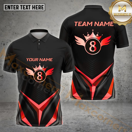 Maxcorners Billiards Shirt Royal Crown Gold 8 Ball Multicolor Options Personalized Name, Team Name 3D Shirt (4 Colors)