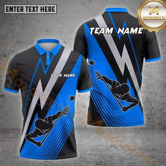 Maxcorners Billiards Shirt Striking Player Thunder Bolt Multicolor Options Personalized Name, Team Name 3D Shirt (4 Colors)