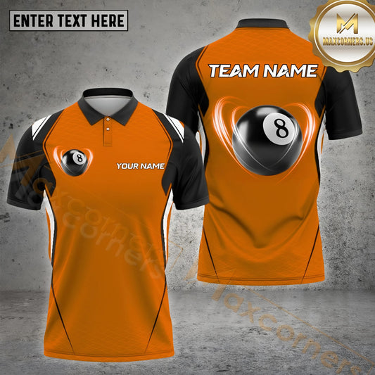 Maxcorners Billiards Dynamic Swirl 8 Ball Multicolor Options Personalized Name, Team Name 3D Shirt (4 Colors)