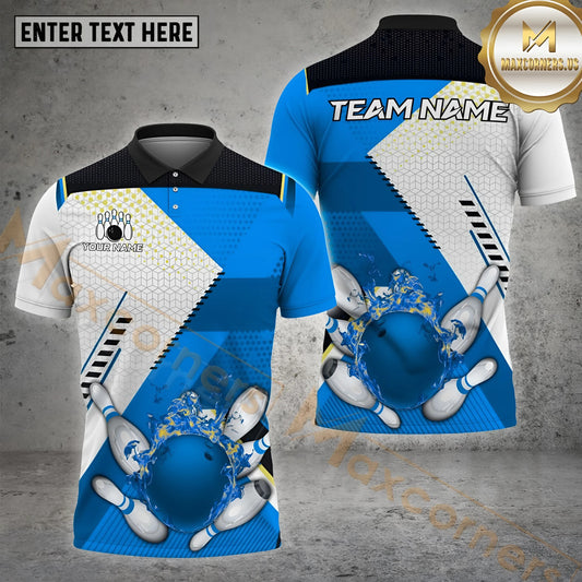 Maxcorners Flaming Bowling Ball Explosion Multicolor Options Personalized Name, Team Name 3D Shirt (4 Colors)