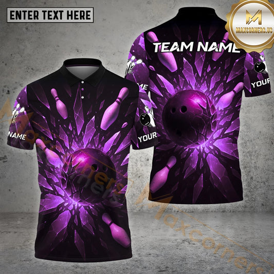 Maxcorners Ice Breaker Bowling Ball Multicolor Options Personalized Name, Team Name 3D Shirt (4 Colors)