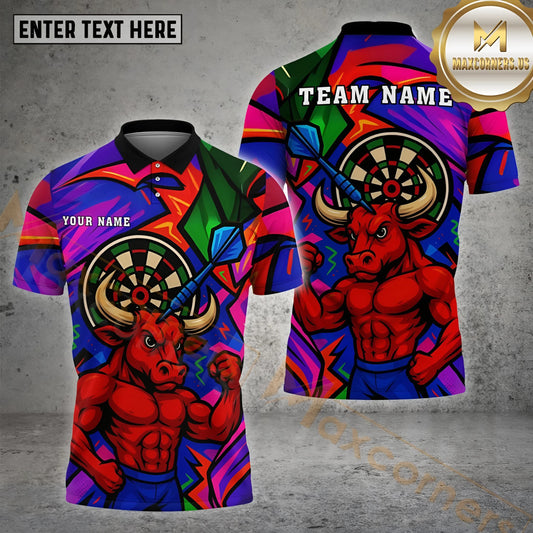 Maxcorners Darts Bull Warrior Graffiti Style Multicolor Options Personalized Name, Team Name 3D Shirt (4 Colors)