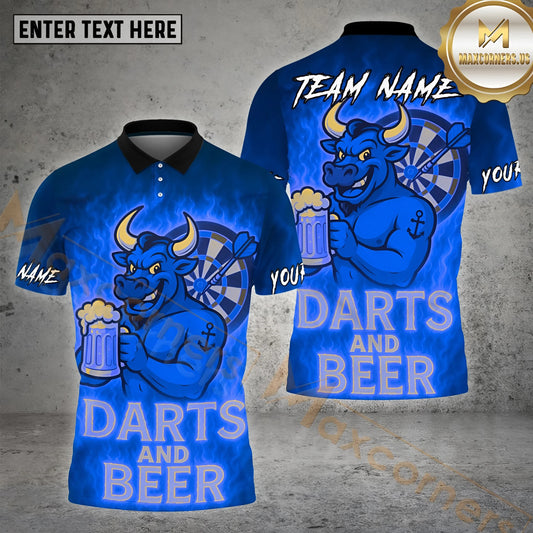 Maxcorners Darts Beer Bull Firestorm Multicolor Options Personalized Name, Team Name 3D Shirt (4 Colors)