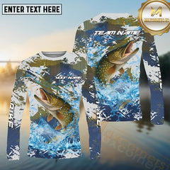 Maxcorners Pike Fishing White Hooked on Victory Personalized Name, Team Name Long Sleeve Shirt