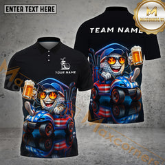 Maxcorners USA Golf Shirt Patriotic Ballcart Beer Options Personalized Name, Team Name 3D Shirt