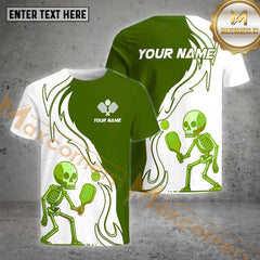 Maxcorners Pickleball Skeleton Customized Name 3D Shirt (4 Colors)