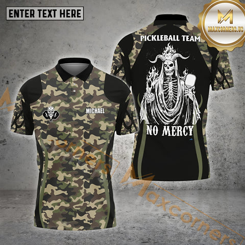 Maxcorners Personalized Name, Team Name Camo Skull Pickleball 3D Shirt