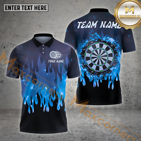 Maxcorners Darts Shirt Flaming Target Fire Style Multicolor Options Personalized Name, Team Name 3D Shirt (4 Colors)